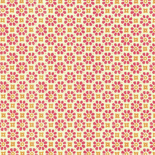 Red and Orange Stamped Flower Print Italian Paper ~ Carta Varese Italy